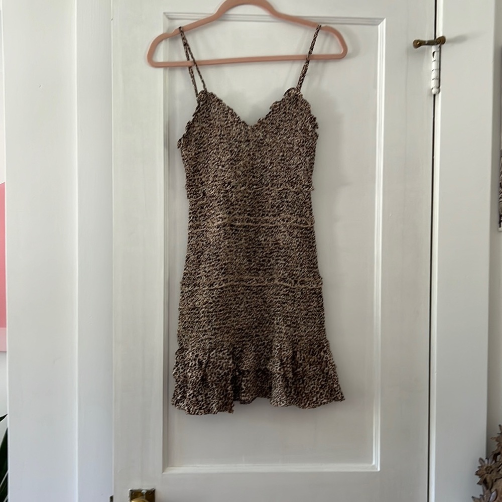 Leopard print smocked dress